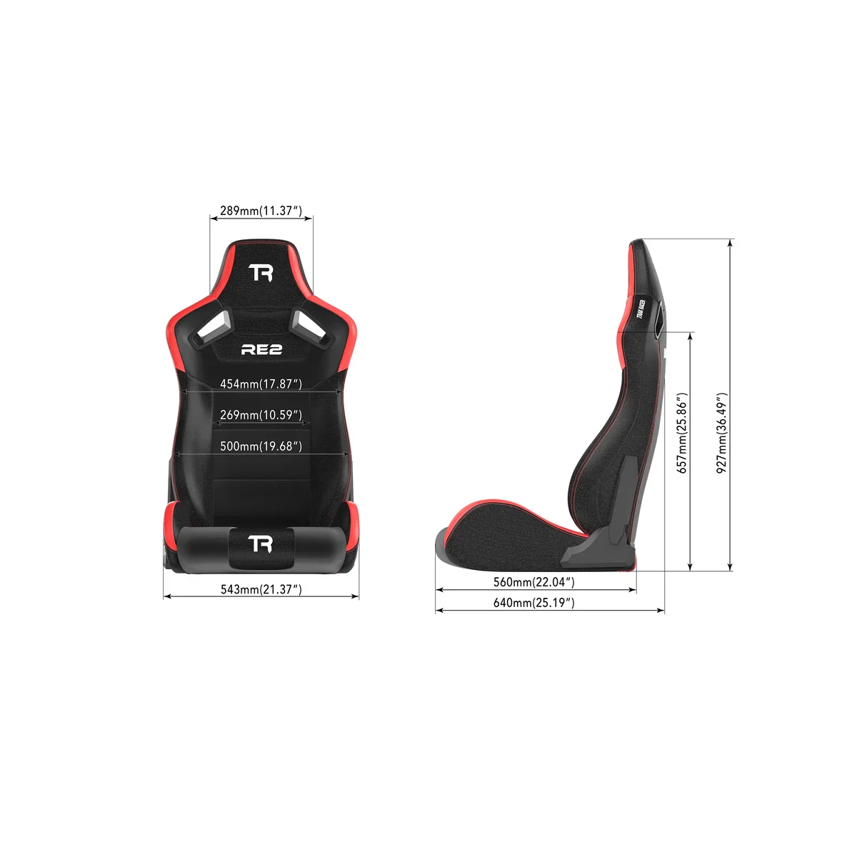 Trak Racer RE2 Recliner Sim Racing Seat | Black & Red Alcantara - Image 7
